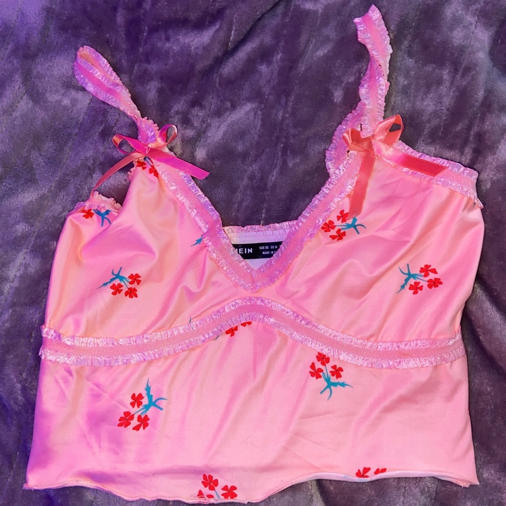 Girly Pink and Red Flower Top